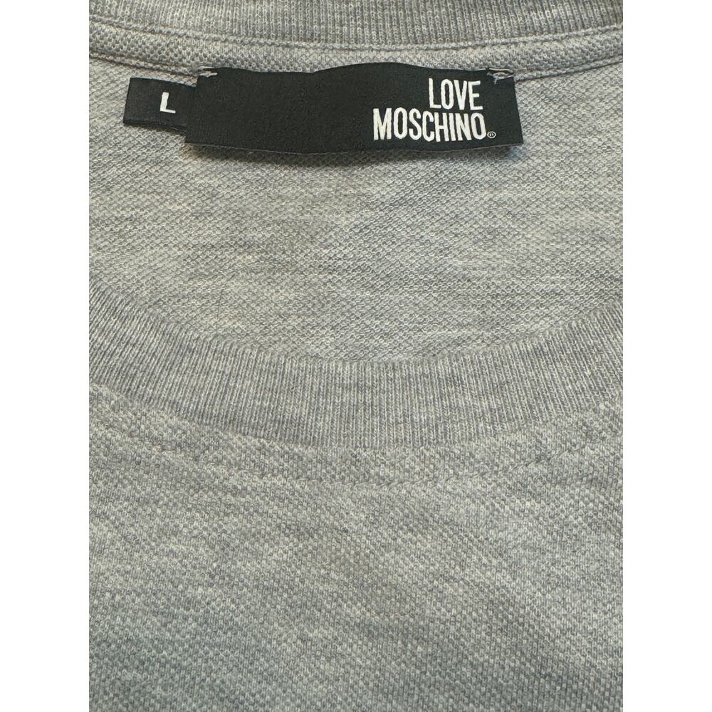 Love Moschino Aircraft Print Shirt Mens L Gray Long Sleeve Sweatshirt Pullover - Picture 8 of 12